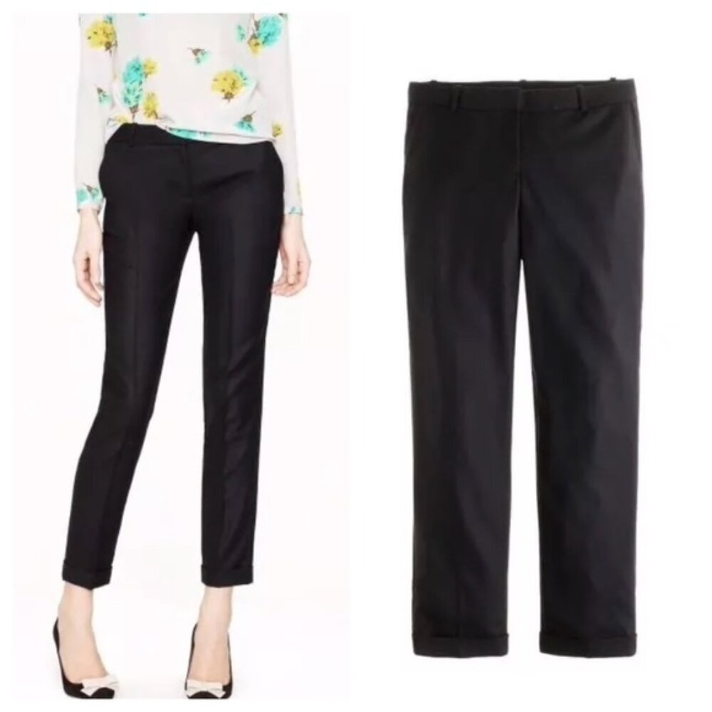 J.Crew - Wool Café Capri Trousers Ankle City Fit Pants | Size 4 | Black | 49398